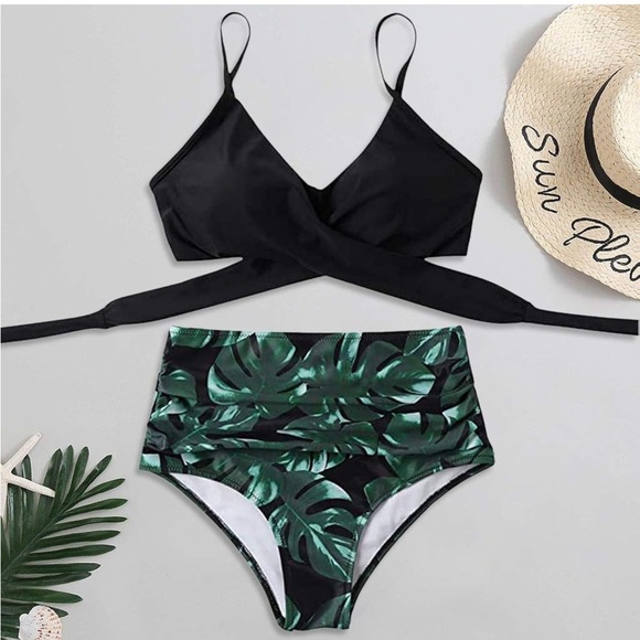 Women Cross‎ Wrap Halter Bikini Set High Waisted Push Up Two Piece Swimsuits - Picture 3 of 6